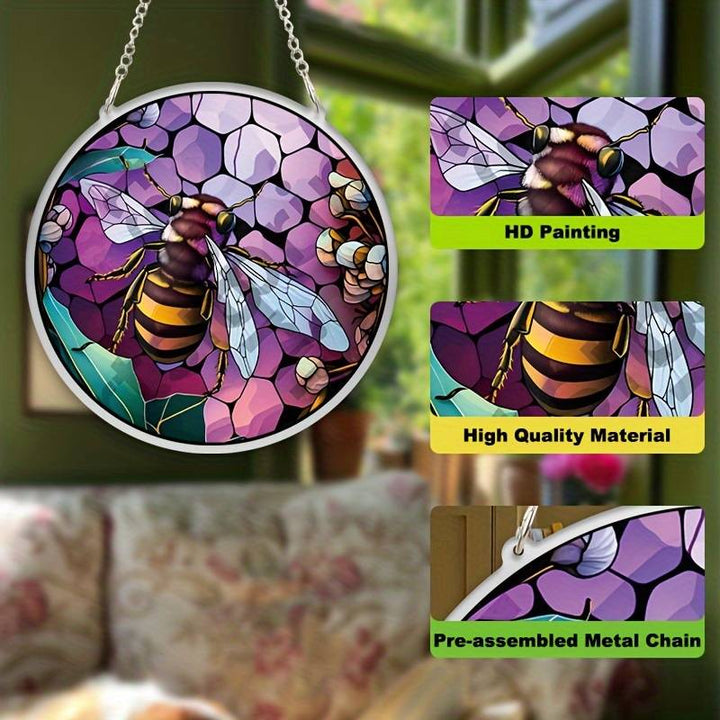 Stained Bee Acrylic Window Hangings Suncatcher For Wall Decor
