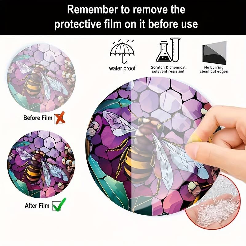 Stained Bee Acrylic Window Hangings Suncatcher For Wall Decor