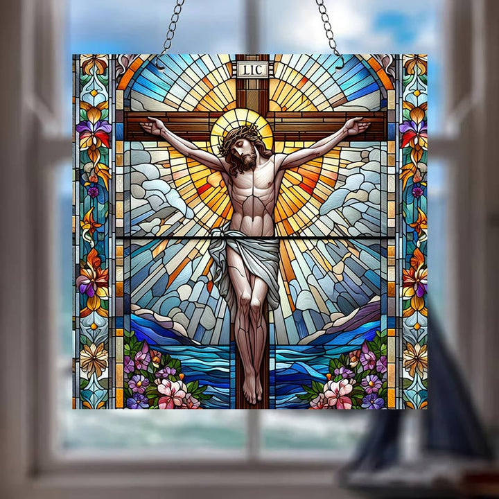 Cross Square Acrylic Window Hangings Suncatcher For Wall Decor
