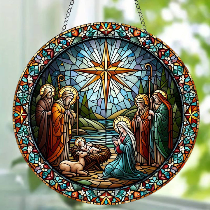 Stained Nativity Acrylic Window Hangings Suncatcher For Wall Decor