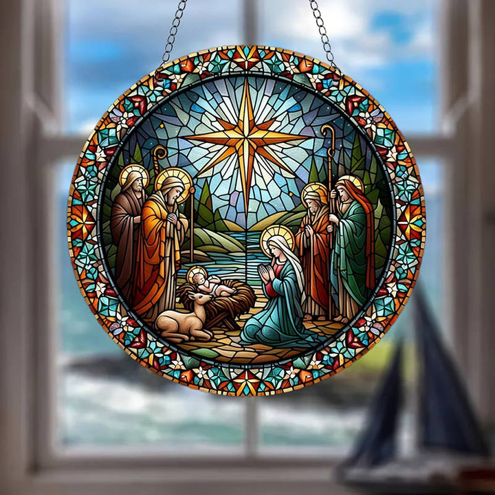 Stained Nativity Acrylic Window Hangings Suncatcher For Wall Decor