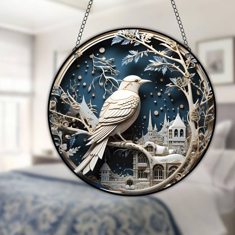 Colorful Bird Acrylic Window Hangings Suncatcher For Courtyard Garden