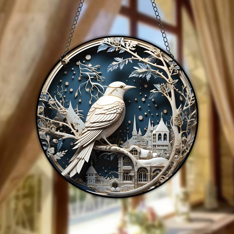 Colorful Bird Acrylic Window Hangings Suncatcher For Courtyard Garden
