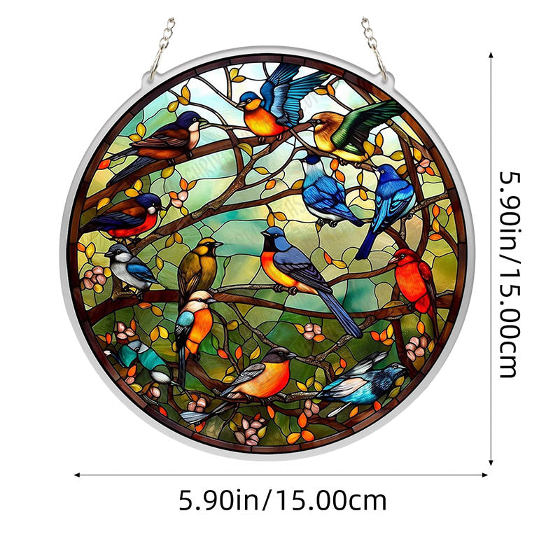 Colorful Bird Acrylic Window Hangings Suncatcher For Courtyard Garden