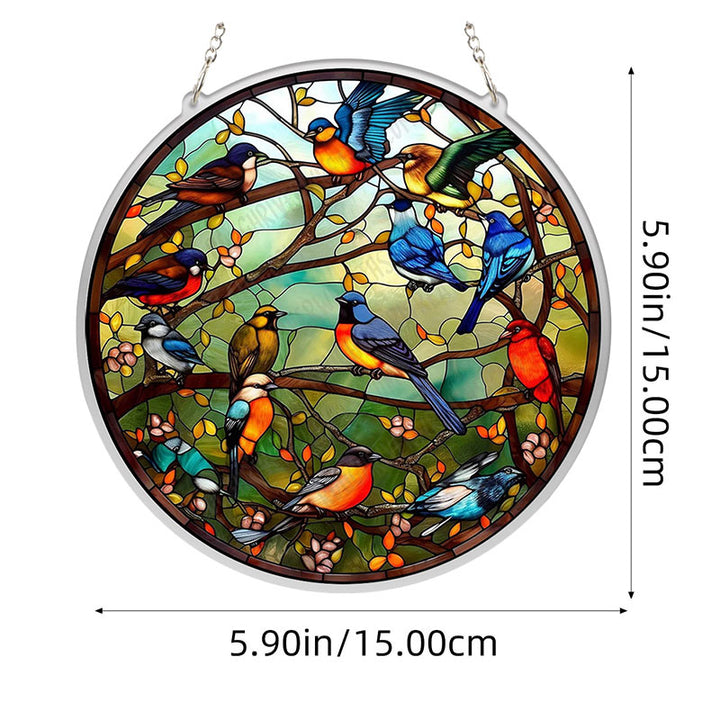 Colorful Bird Acrylic Window Hangings Suncatcher For Courtyard Garden