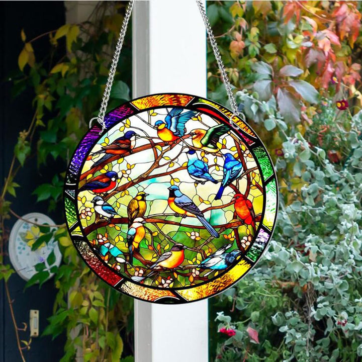 Colorful Bird Acrylic Window Hangings Suncatcher For Courtyard Garden