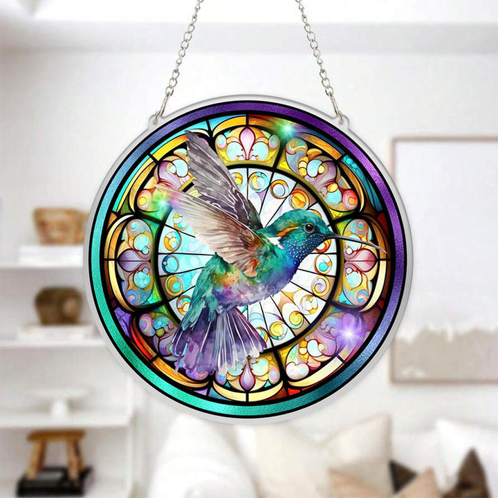 Colorful Bird Acrylic Window Hangings Suncatcher For Courtyard Garden