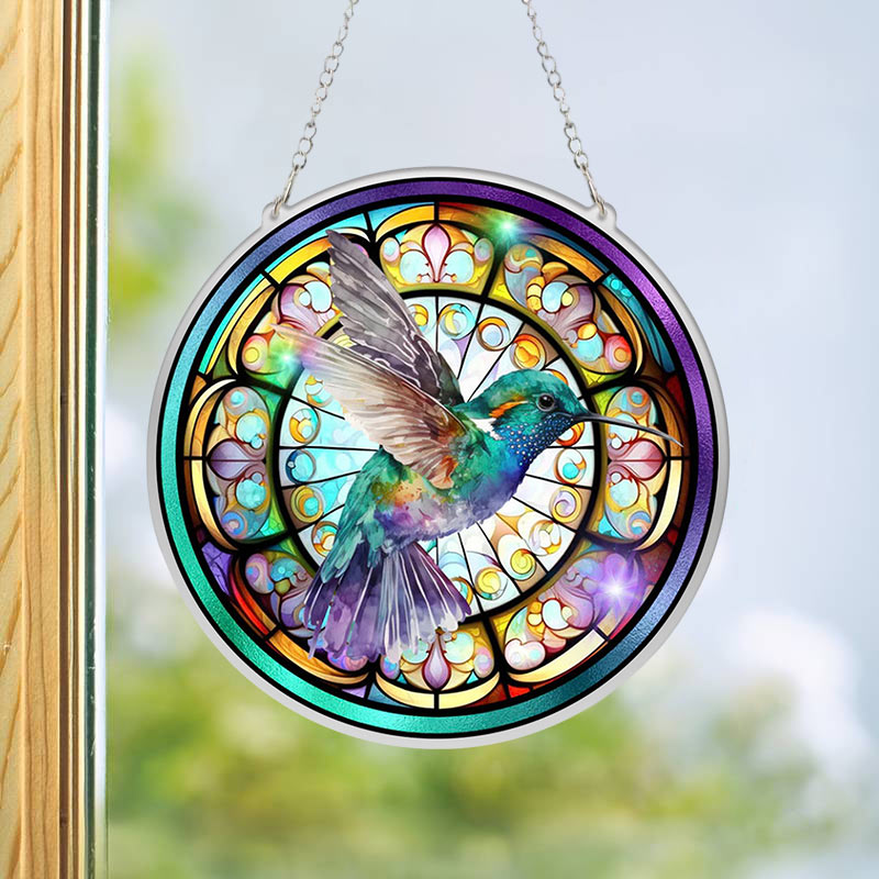 Colorful Bird Acrylic Window Hangings Suncatcher For Courtyard Garden