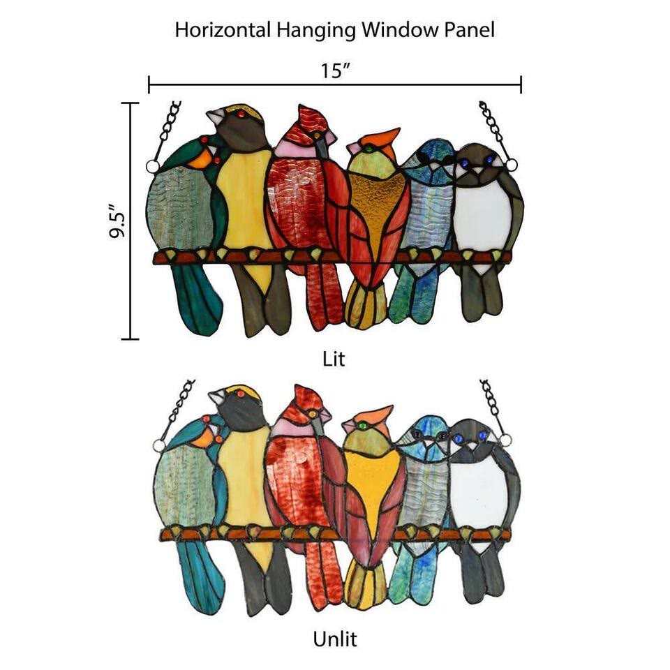 Six Cartoon Birds Acrylic Window Hangings Suncatcher For Wall Decor