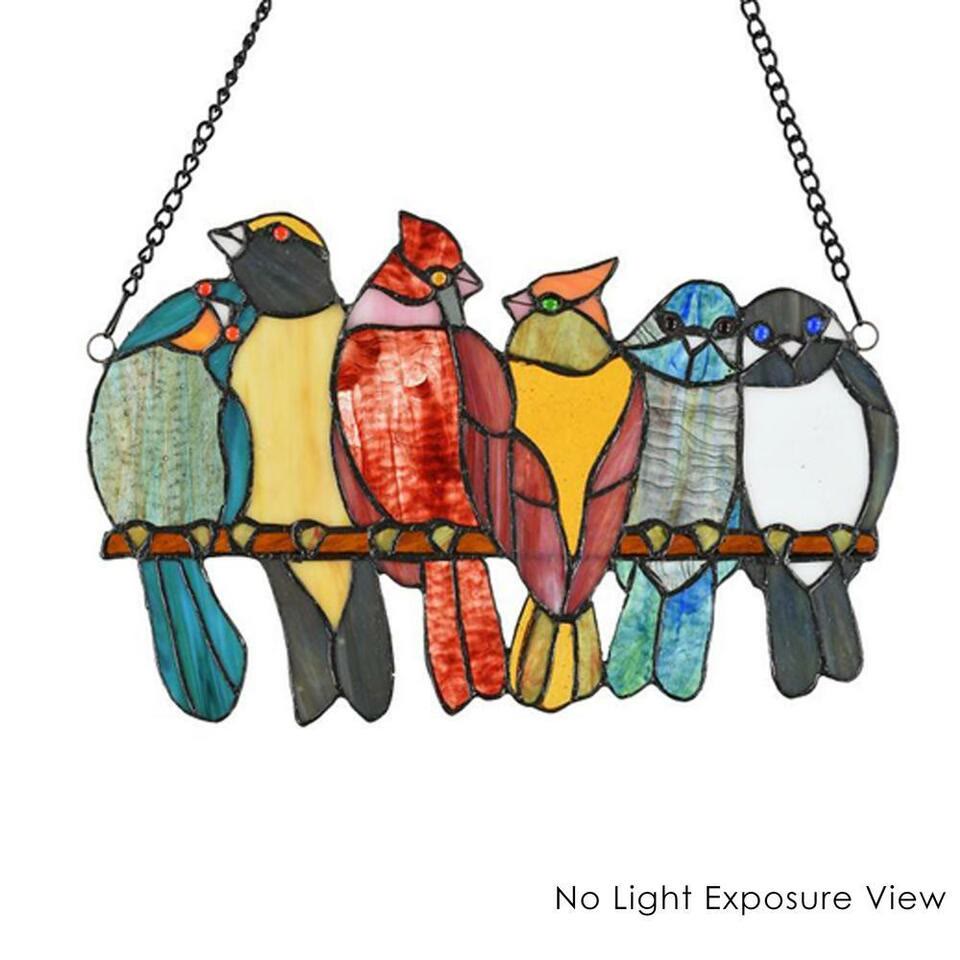 Six Cartoon Birds Acrylic Window Hangings Suncatcher For Wall Decor