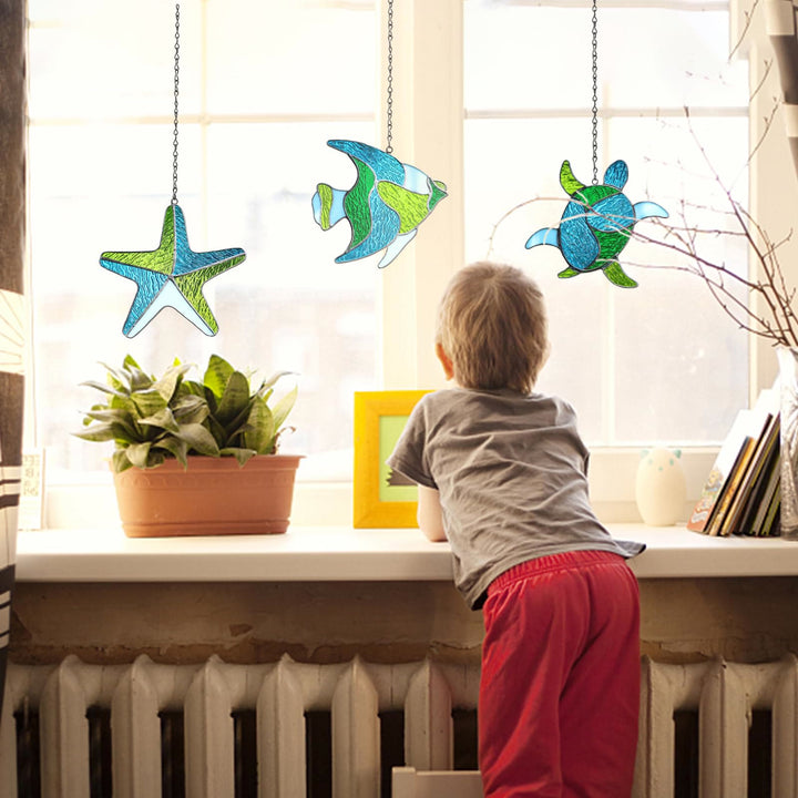 Marine Animal Acrylic Window Hangings Suncatcher For Wall Decor
