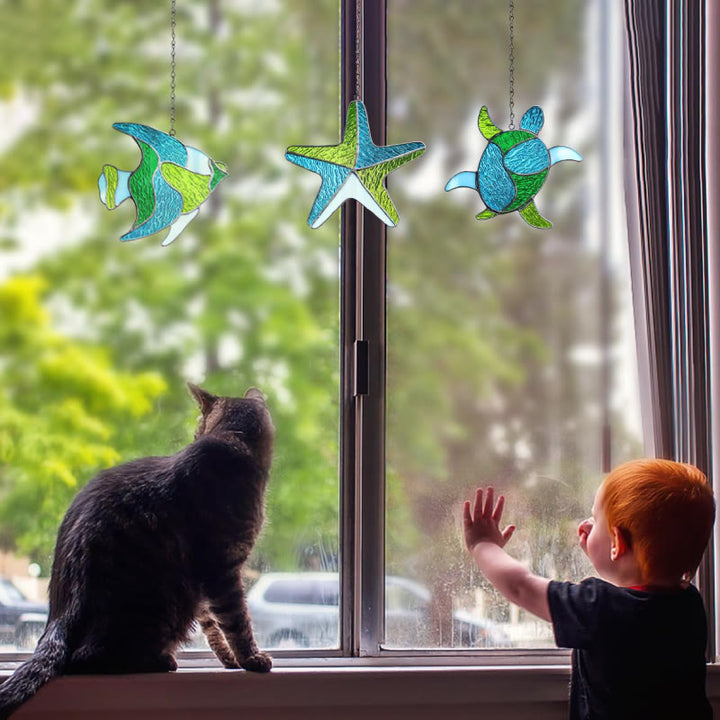 Marine Animal Acrylic Window Hangings Suncatcher For Wall Decor