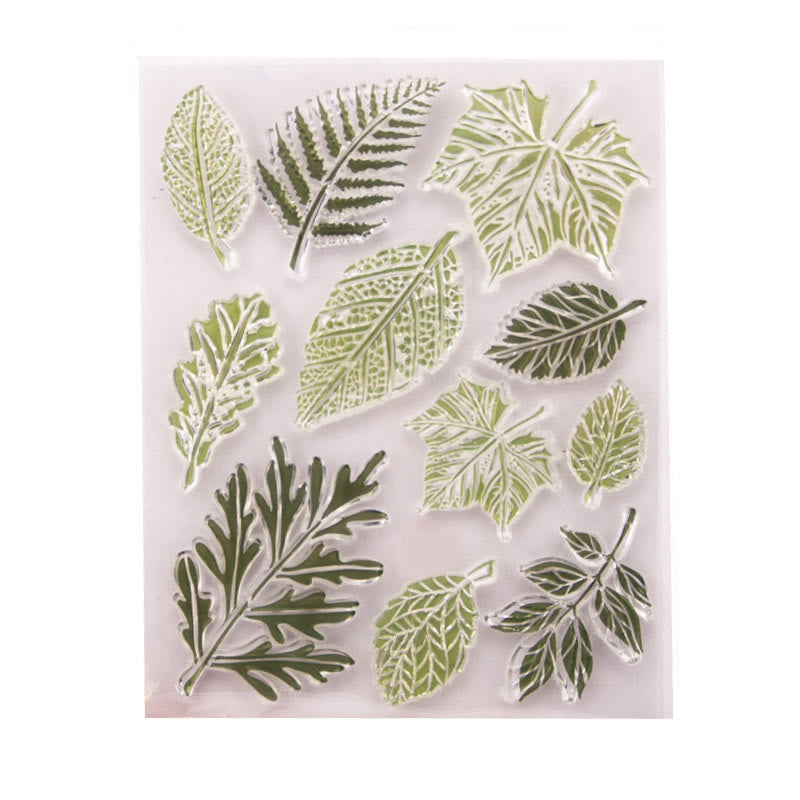 Clear Green Tree Leaf Stamps Plant Silicone Seal Rubber Stamps