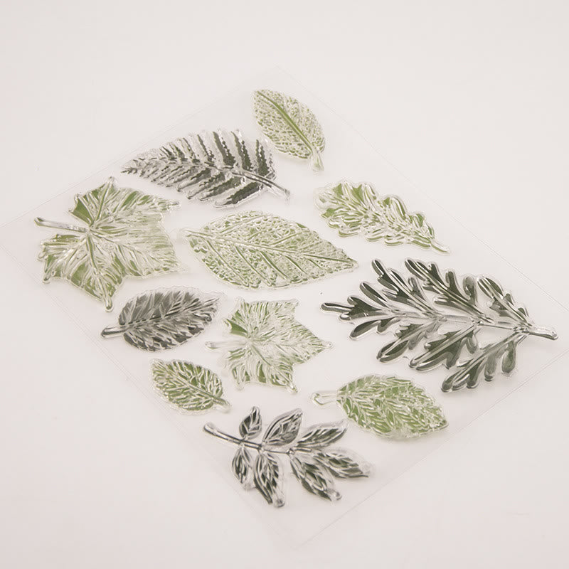 Clear Green Tree Leaf Stamps Plant Silicone Seal Rubber Stamps