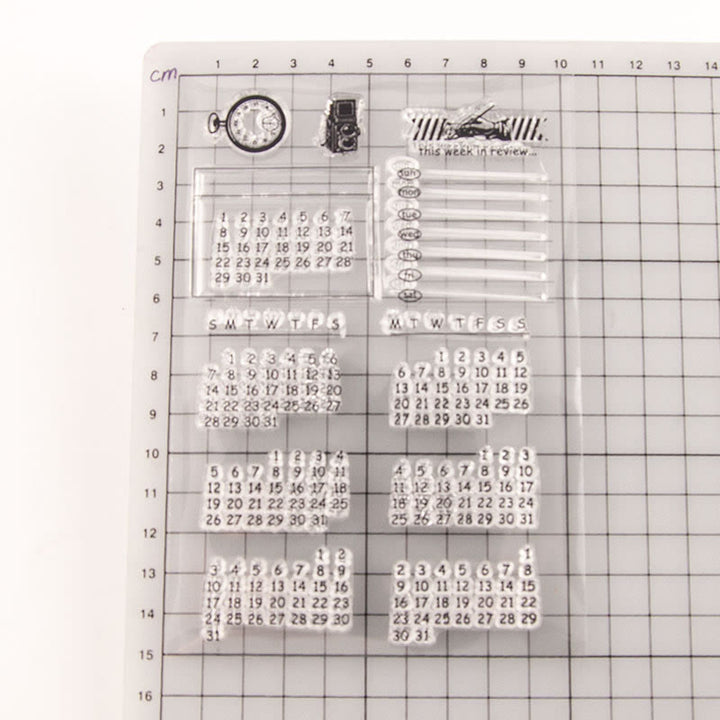 Clear Black Stamps Calendar Date Silicone Seal Rubber Stamps