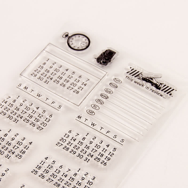 Clear Black Stamps Calendar Date Silicone Seal Rubber Stamps