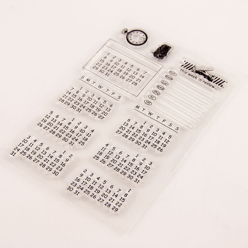 Clear Black Stamps Calendar Date Silicone Seal Rubber Stamps