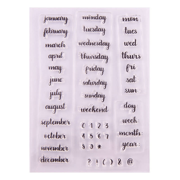 Clear Black Stamps Days Months Year Silicone Seal Rubber Stamps