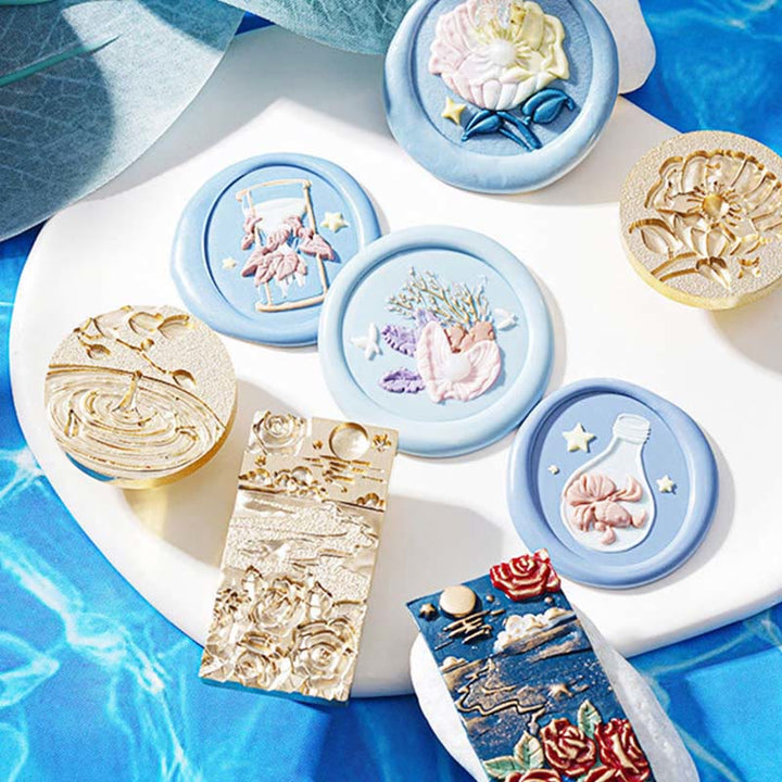 3D Embossed Ocean Water Series Seal Wax Stamp Decorative Gift