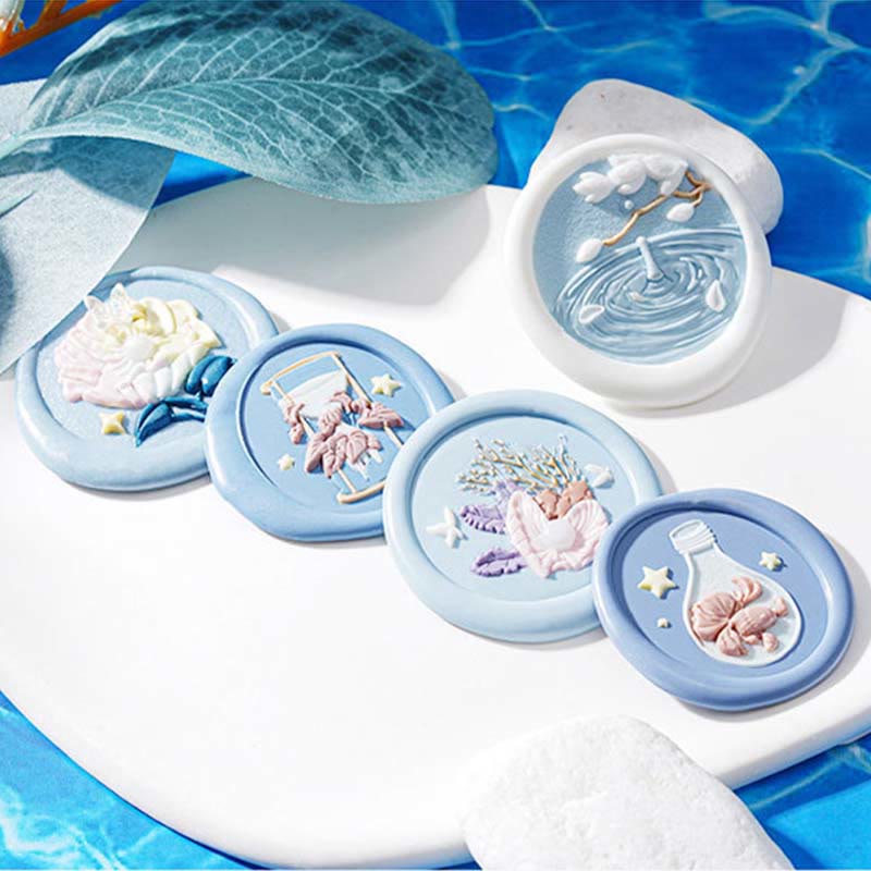 3D Embossed Ocean Water Series Seal Wax Stamp Decorative Gift