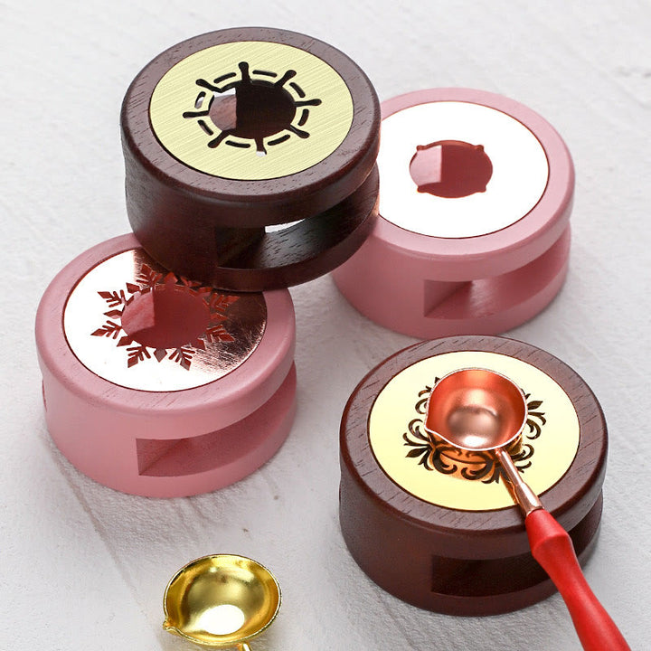 Cute Wooden Sealing Wax Furnace Mini Melting Stove Pot Wax Seal Accessories