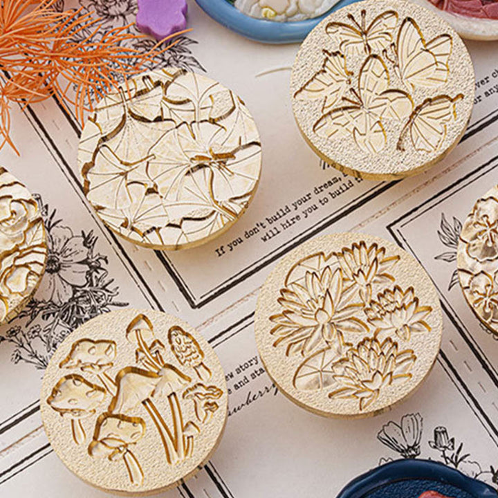 3D Relief Plant Art Series Seal Wax Stamp Decorative Gift