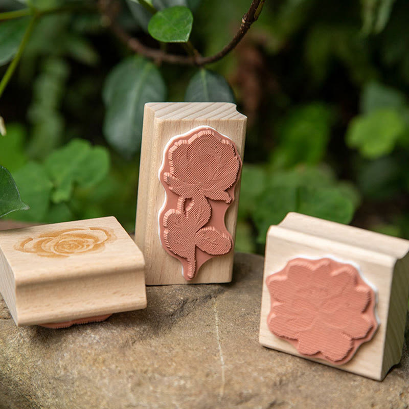 Ink Blossom Wooden Rubber Stamps 8 Styles Flower Seal