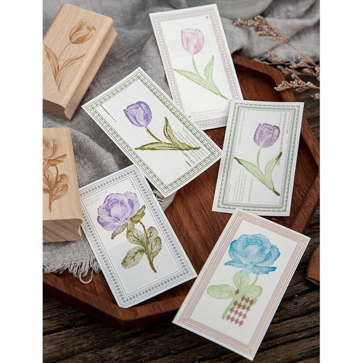 Ink Blossom Wooden Rubber Stamps 8 Styles Flower Seal