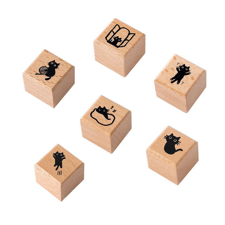 Mini Cute Cat Rubber Stamp 6 Styles Options Wood Rubber Stamps