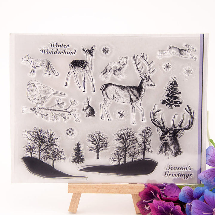 Transparent Silicone Stamps for DIY Craft Scrapbook Christmas Deer and Forest Animals Series