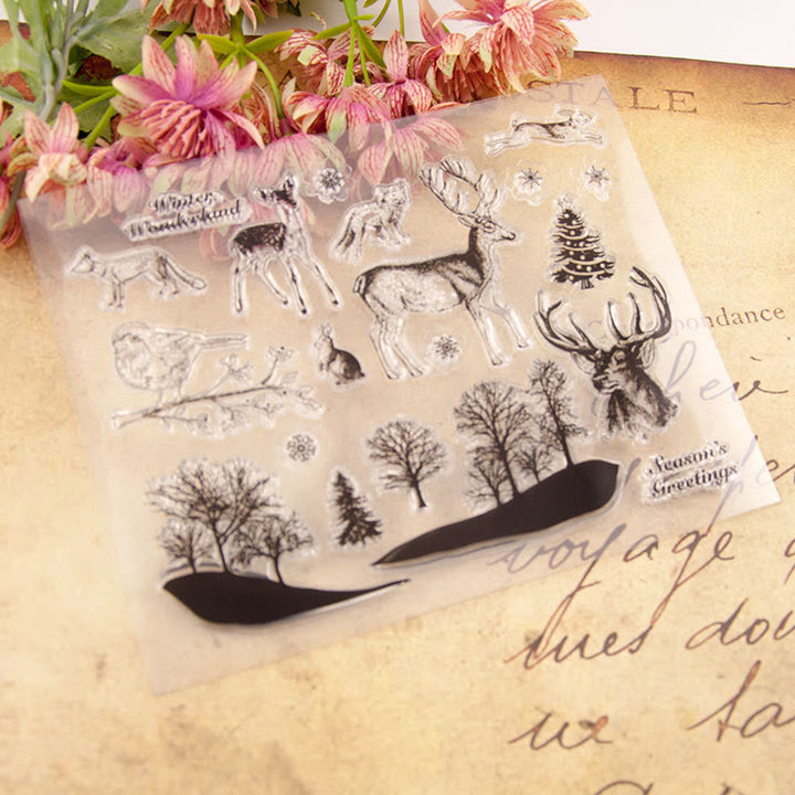 Transparent Silicone Stamps for DIY Craft Scrapbook Christmas Deer and Forest Animals Series