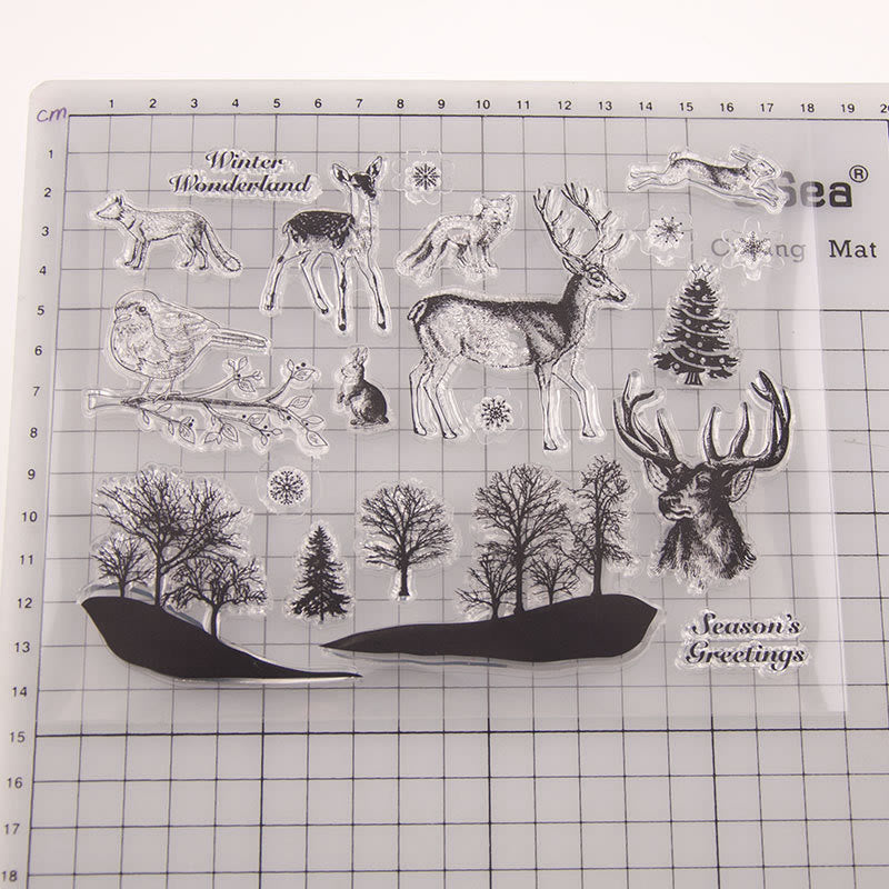 Transparent Silicone Stamps for DIY Craft Scrapbook Christmas Deer and Forest Animals Series