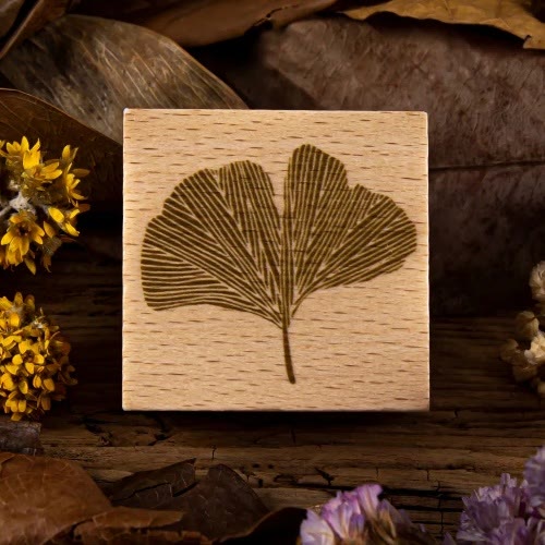 8 Style Leaf Wooden Rubber Stamp DIY Maple Leaf Ginkgo Leaf Bodhi Leaf Clover