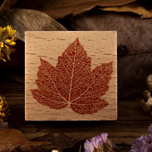 8 Style Leaf Wooden Rubber Stamp DIY Maple Leaf Ginkgo Leaf Bodhi Leaf Clover