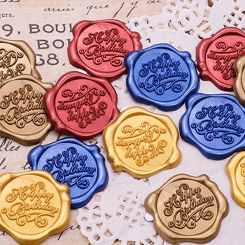 10pcs Happy Birthday Wax Seal Stamp Sticker For Envelope