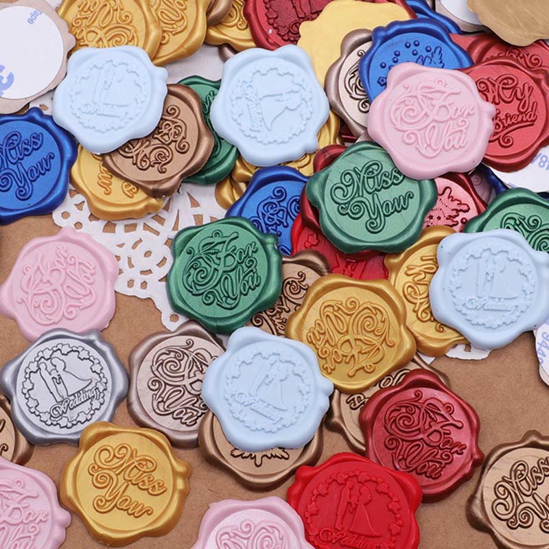 10pcs Christmas Tree Wax Seal Stamp Sticker For Envelope