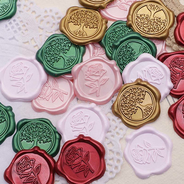 10pcs Elegant Rose Wax Seal Stamp Sticker For Envelope