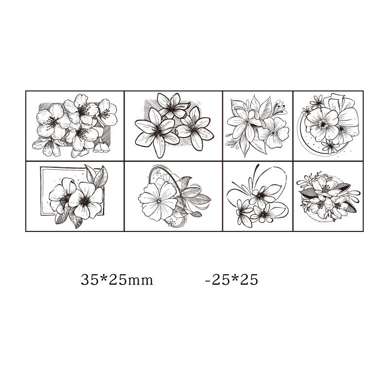 Flower Seal Wooden Rubber Stamps 8 Style Floral Decorative Rubber Stamp