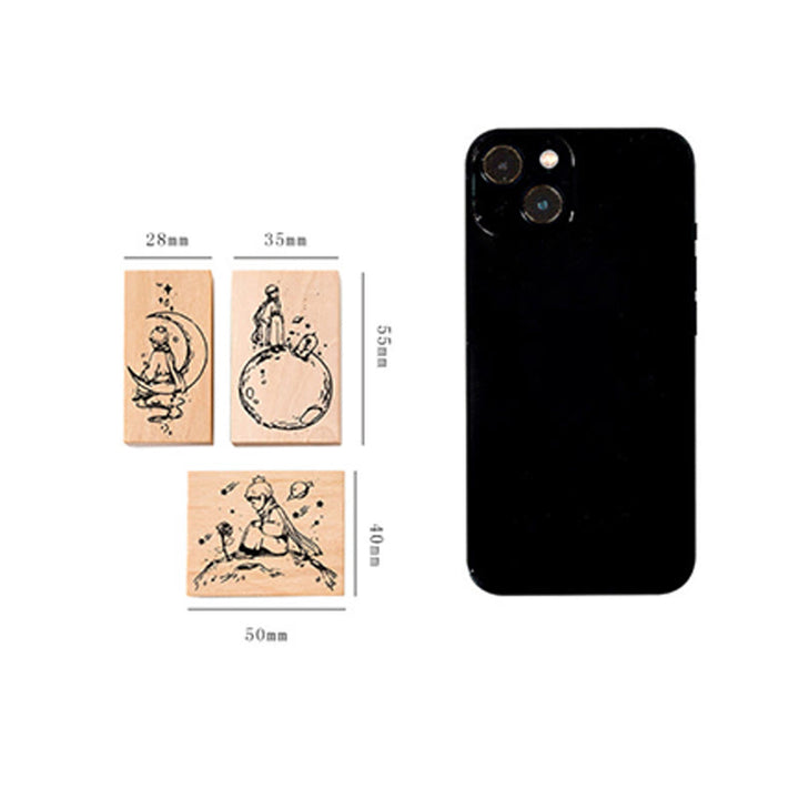 8 Styles Characters Wooden Rubber Stamps For Card Making