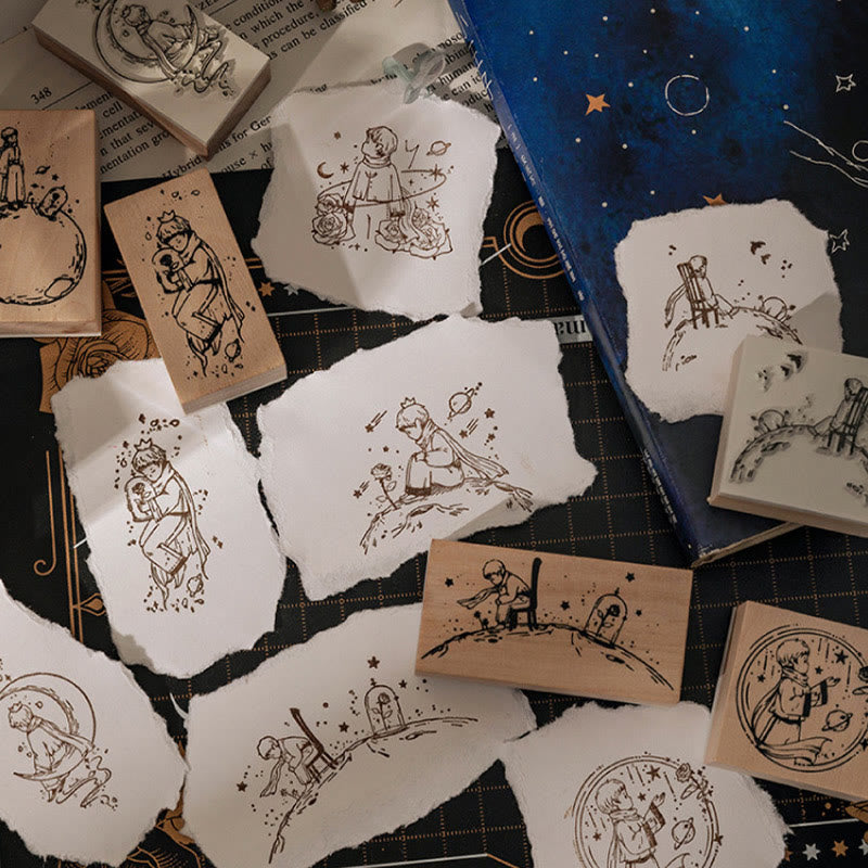 8 Styles Characters Wooden Rubber Stamps For Card Making