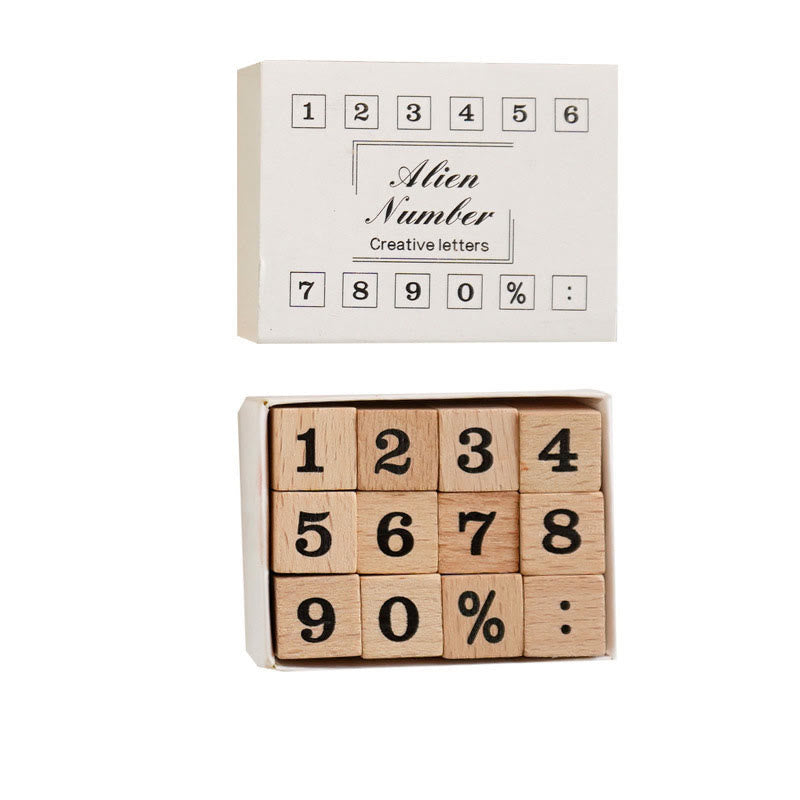 Typewriter Emoji Numbers Series Wooden Rubber Stamps Sets