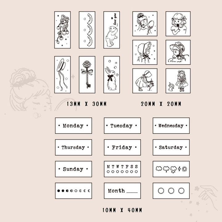 8 Styles Collection Wooden Rubber Stamps For Card Making