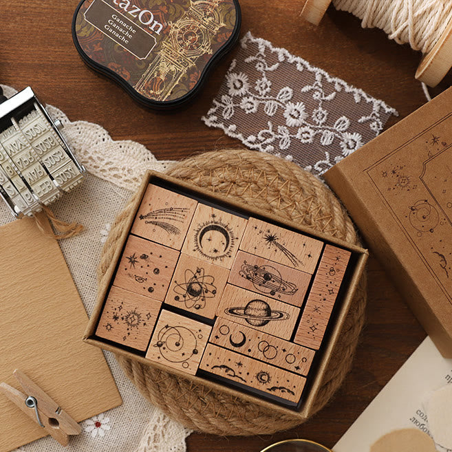 8 Styles Collection Wooden Rubber Stamps For Card Making