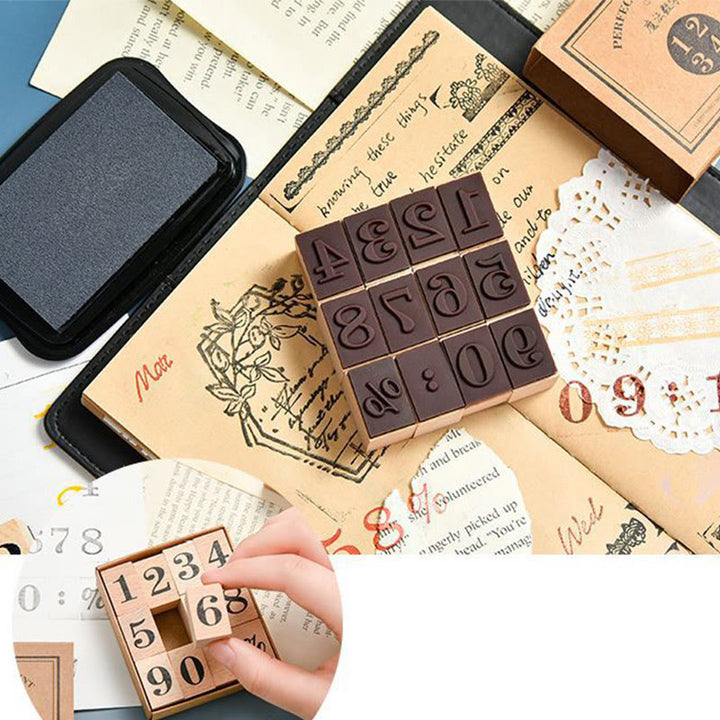 Month Weekday Number Wooden Stamps Set Wooden Stamp Rubber Stamp Set