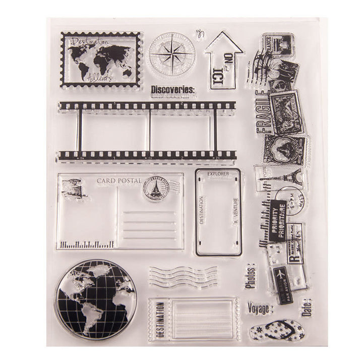 Clear Black Stamps World Travel Silicone Seal Rubber Stamps