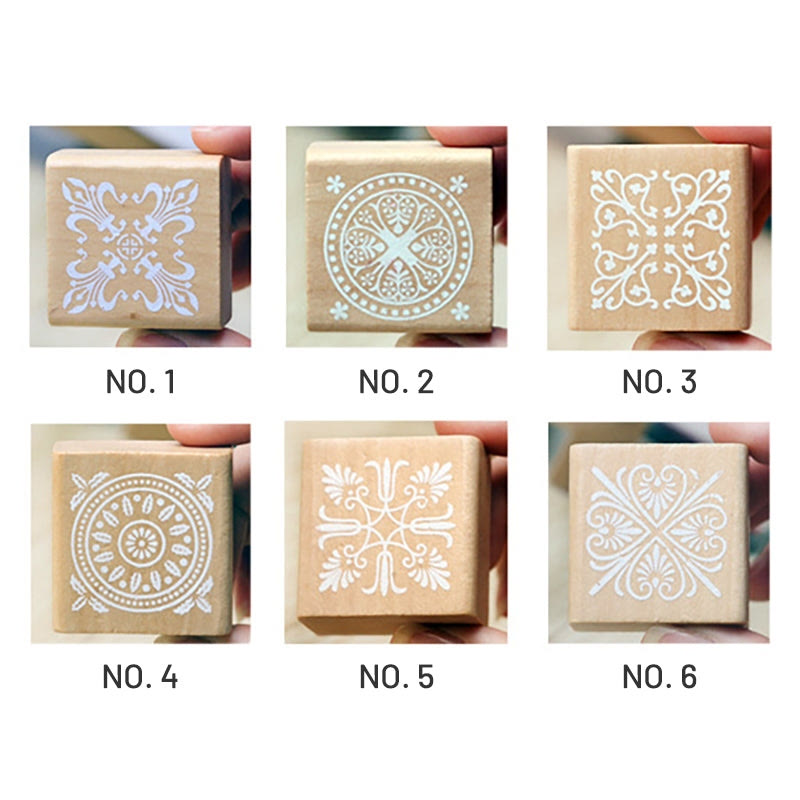 6 Styles Retro Floral Wooden Stamps For Card Making