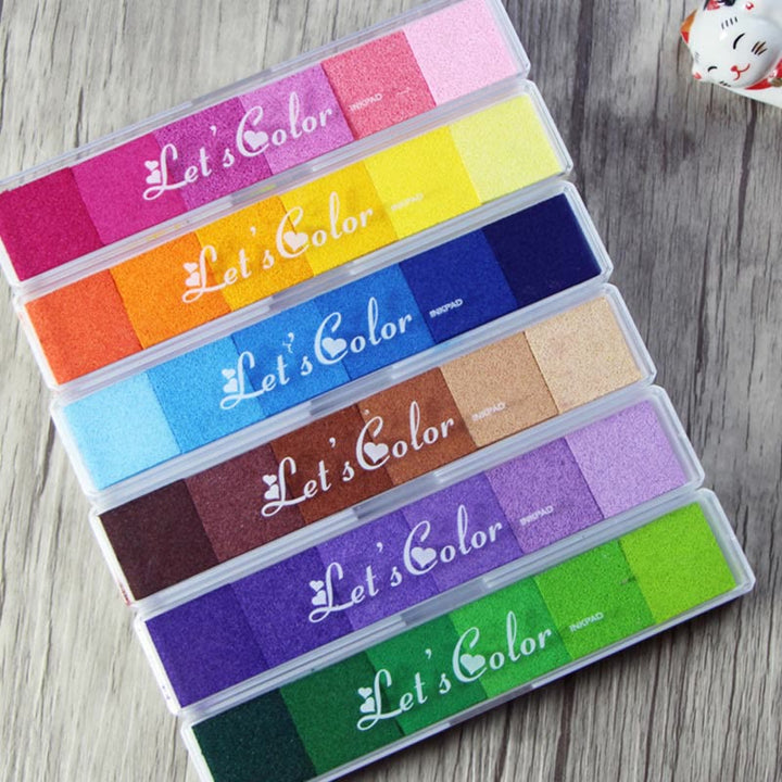 Colourful Gradient Color Ink Pad 6 Candy Color Strip Finger Print Ink Pad