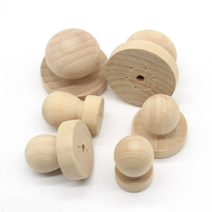 DIY Wooden Stamps Round Handle Knobs For Craft Card