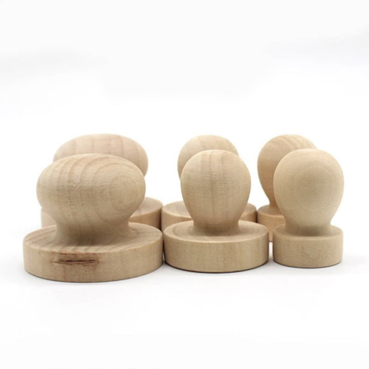 DIY Wooden Stamps Round Handle Knobs For Craft Card