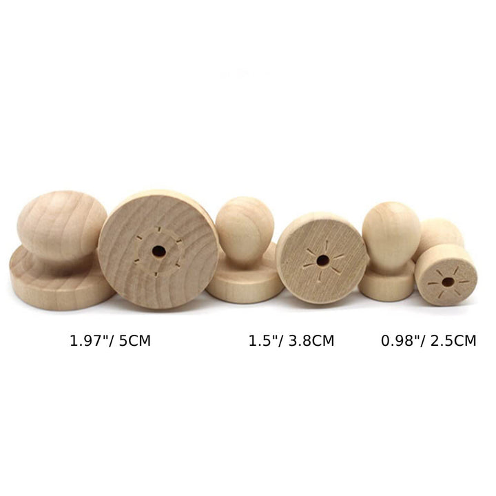 DIY Wooden Stamps Round Handle Knobs For Craft Card